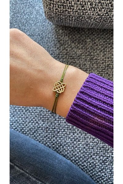Juju Green String Bronze Patterned Bracelet