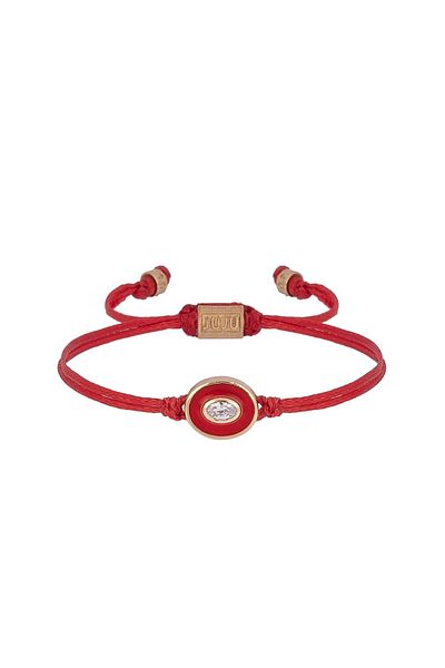 Juju Red Enameled Red String Ellipse Bracelet with Stones in the Middle