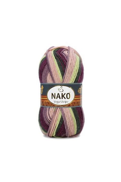 NAKO Vega Stripe 82414 5 τεμάχια Premium ακρυλικό πλέξιμο στο χέρι σκέτο σε σκόνη ροζ