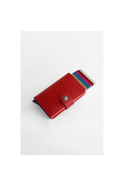 Wrapsol Mechanism Wallet Single Red Carbon Smart Card Holder