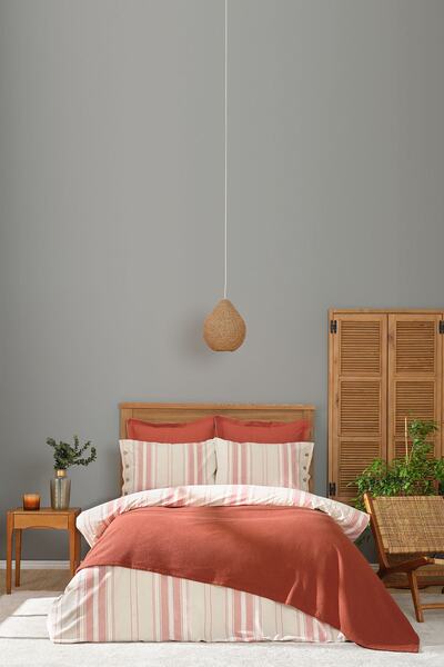 Karaca Home Комплект покривала за легло с двойно боядисана прежда Palermo Terracotta