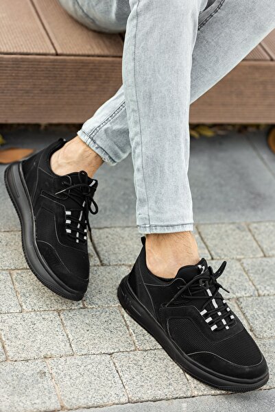 BOUIS Ανδρικά μαύρα, μαλακά αθλητικά παπούτσια με κορδόνια, ανθεκτικά ελαφριά παπούτσια για περπάτημα