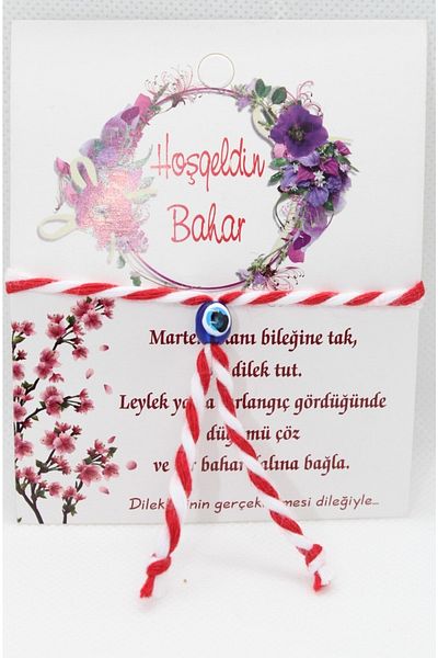Fashionjewelery Marteniçka Wishing Bracelet with Card and Evil Eye Beads Red Thread