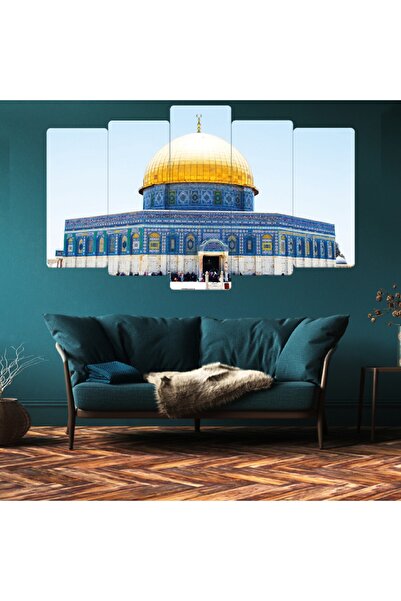 Zevahir Mobilya Dekorasyon Beşli Mdf Gökyüzü Arka Plsnlı Kudüs Dini Tablo Seti