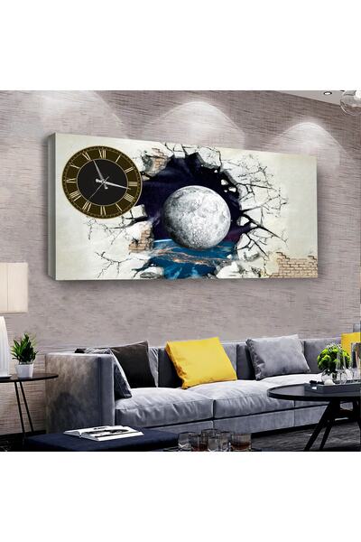 Zevahir Mobilya Dekorasyon Dolunay Manzara 100 X 50 Cm Saatli Kanvas Tablo