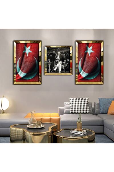 Zevahir Mobilya Dekorasyon Gold Aynalı Pleksi Çerçeveli Mustafa Kemal Atatürk...