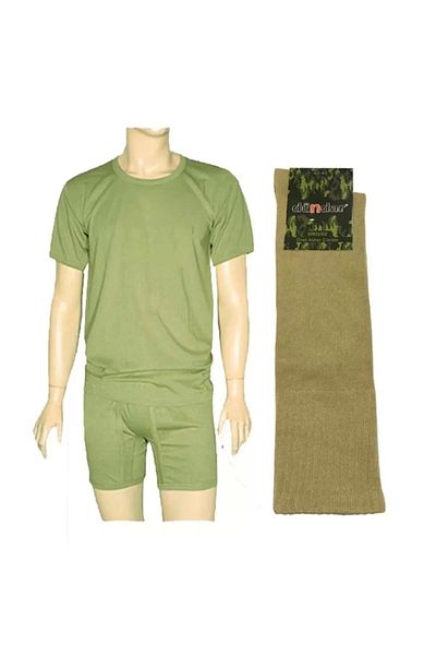 LEADER TRADE Soldier Laundry Undershirt Half Sleeve and Khaki Socks Set 12 Pieces