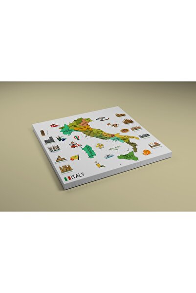 MapofX Kanvas Italya Haritası Illüstrasyon