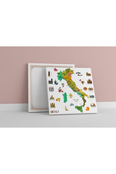 MapofX Kanvas Italya Haritası Illüstrasyon