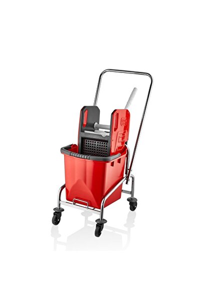 Ceymop Professional Tek Kovalı Temizlik Seti Krom Çelik Presli Kat Arabası