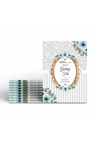 Mutluluk Atölyem 10 Adet Gri Mavi Çiçekli Mevlüt Kuranı Yasin Kitabı