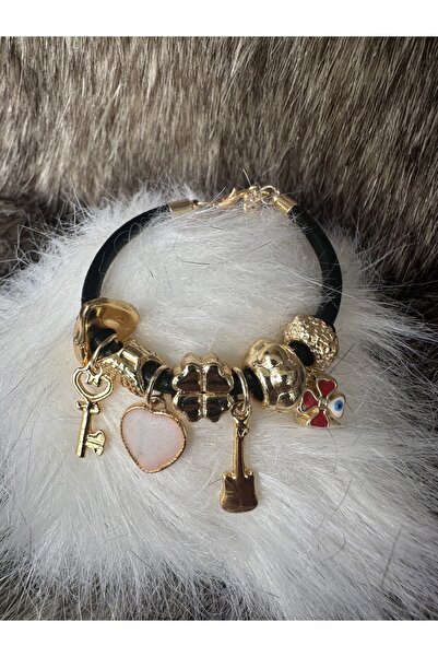 Everglow Jewelry Charm Detaylı Siyah Çelik Bileklik