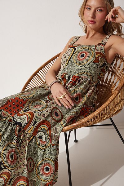 Happiness İstanbul Sommerkleid aus Viskose mit Blumenmuster und quadratischem Ausschnitt