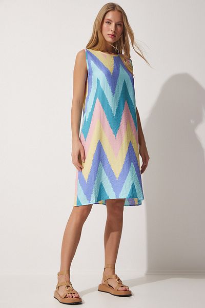 Happiness İstanbul Gemustertes Sommerkleid in A-Linie