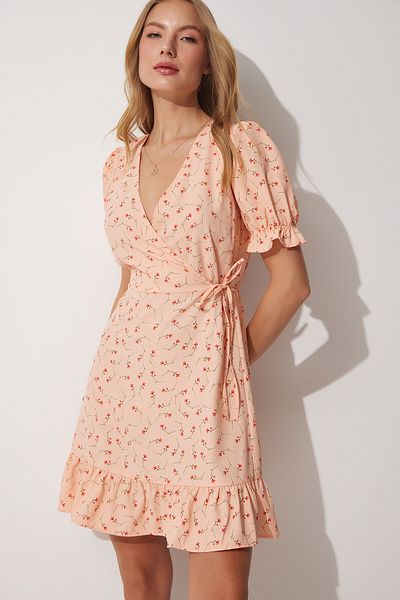 Happiness İstanbul Geblümtes Wickelkleid aus Webstoff