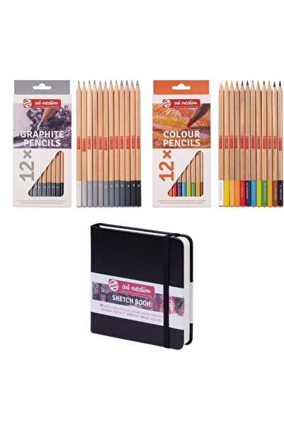 Talens Eskiz Başlangıç Seti - Art Creation 12x12 Defter - 12'li Dereceli Kale...