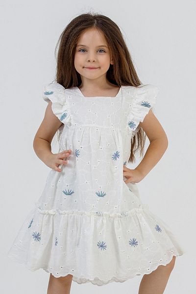 DMB BOYS & GIRLS 3-8 Years Embroidered Patterned White Girl's Dress