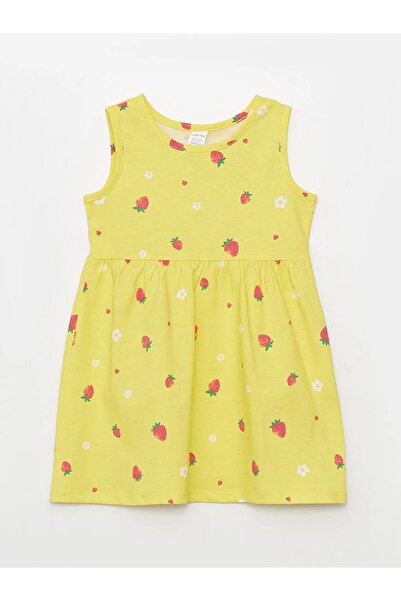 LC Waikiki Lcw Baby Bisiklet Yaka Desenli Kız Bebek Elbise
