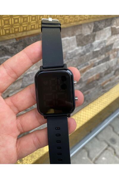 ÇENÇEN Dokunmatik Siyah Kauçuk Kordon Spor Led Kol Saati Touch Siyah