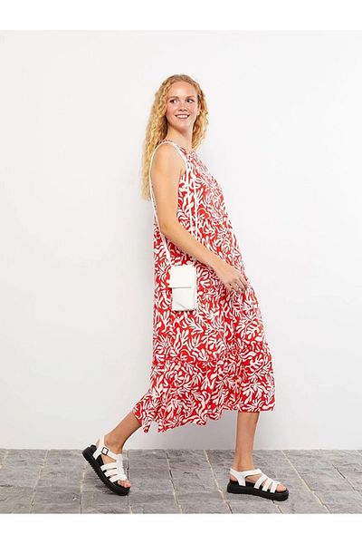 LC Waikiki Lcw Casual Halter Collar Patterned Sleeveless Viscose Women's Dress