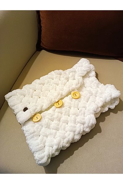Moda Biçer Soft Hand Knitted 100% Organic Antiallergenic Baby Booties & Vest & Beanie Set