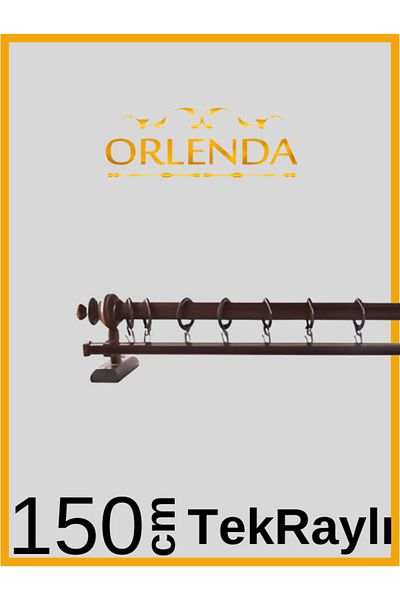 Orlenda Walnut Wooden Headed Aluminum Pipe Rustic Curtain Hanger Single Rail 150 Cm