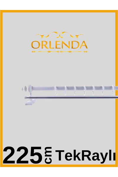Orlenda White Wooden Head Aluminum Pipe Rustic Curtain Hanger Single Rail 225 cm