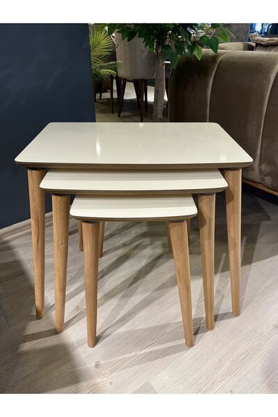 Genel Markalar 3’lü Zigon Sehpa Krem Mdf