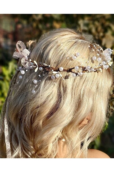 Bontex Coroană specială cu flori de orhidee pentru mirese, coroană pentru dom...