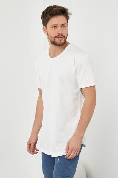 Tarz Cool Ανδρικό εκρού Dirty Collar Casual T-shirt-tcps001r56s