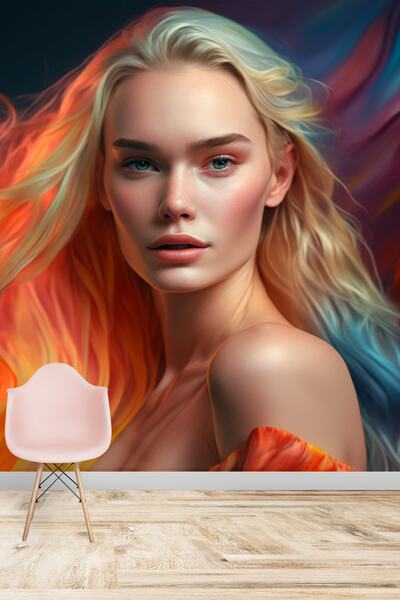 Dekoros Tek Parça 3d Sarışın Güzel Kadın Saç Modeli Poster Kuaför Duvar Kağıd...