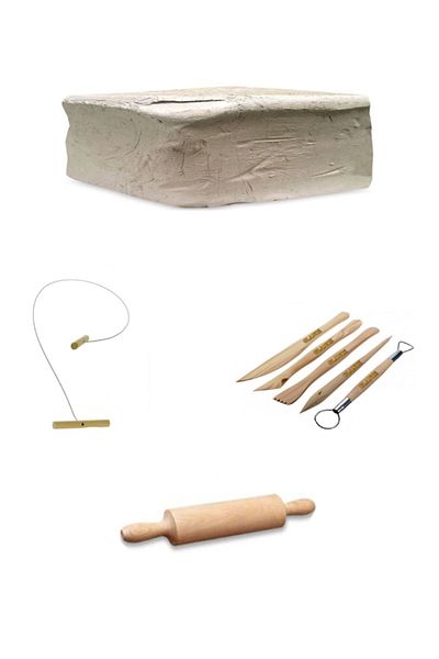 GLANCE Ceramic Dough 1 Kg Clay Cutting Wire Set with Roller and Accessory