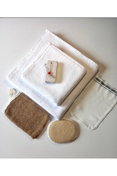 Gülers Collection Hamam - Sauna - Banyo - Plaj - Gelin- Damat Hamamı Seti Premium 6 Lı Jut Set