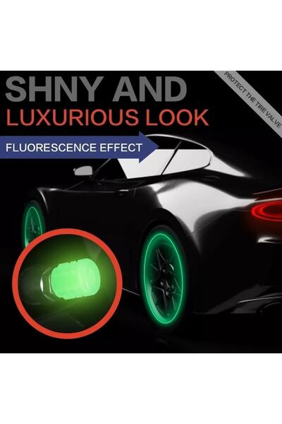 LOVYCO (1 ADET) Fosforlu Floresan Led Yeşil Pilsiz Araba Motorsiklet Lastik S...