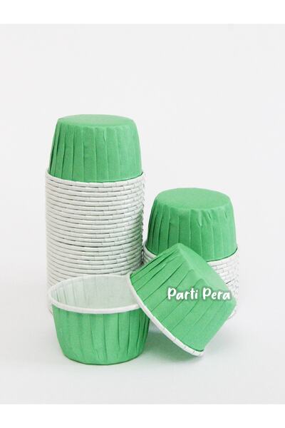 parti pera Muffin Yeşil Renk Kek Kapsülü Cupcake Kalıbı 15 Adet