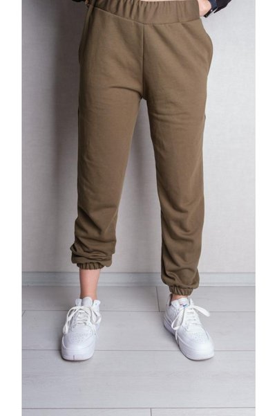 Modoo Tekstil Pantaloni de sport unisex kaki cu talie elastică și picior