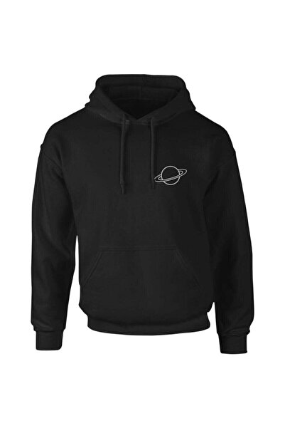 Buğraterzimoda Erkek Siyah Saturn Logo Sweatshirt