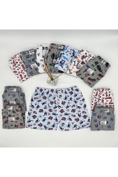 Sedef Yıldızı Printed Children's 3 Pieces Boxers 1037