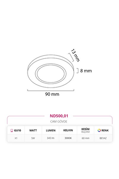 NEVO Sıva Altı Cam Spot Gün Işığı Nd500