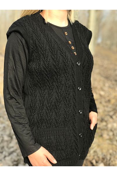 Dinçerler tekstil Women's V-Neck Wool Knitwear Mother Vest