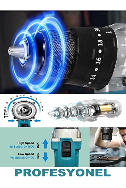 Germany Style 58vf 5ah Li Sjs Çift Metal Şanzuman Metal Mandren Çift Akülü Şa...