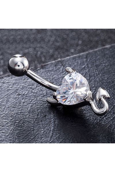 Chavin White Heart Stone Devil Steel Belly Piercing Dt70by