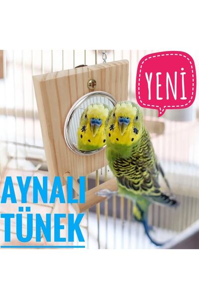 UniqBirdToys Trendme Wooden Mirrored Bird Perch