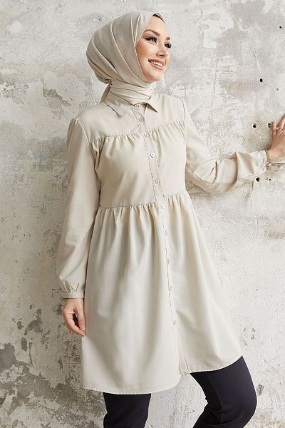 InStyle Vázaná košile Lara Sleeve - Ecru