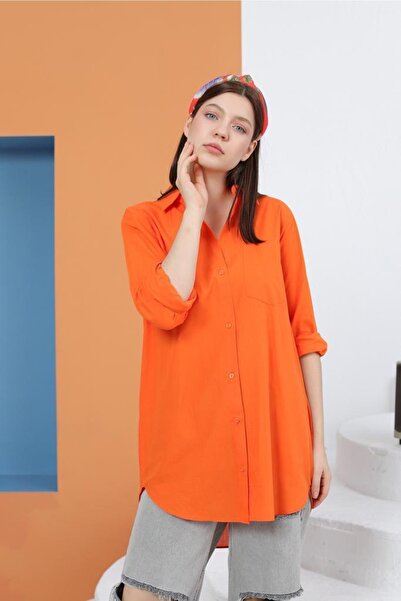 S&A Collectionn Жіноча довга бавовняна сорочка з однією кишенею