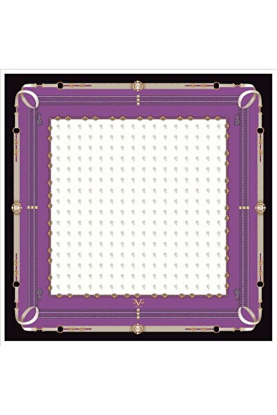 19V69 ITALIA Geometrik Desen Gold Seri Twill Eşarp Askısı Ve Hediyelik Seti Ile Birlikte 90x90 Cm