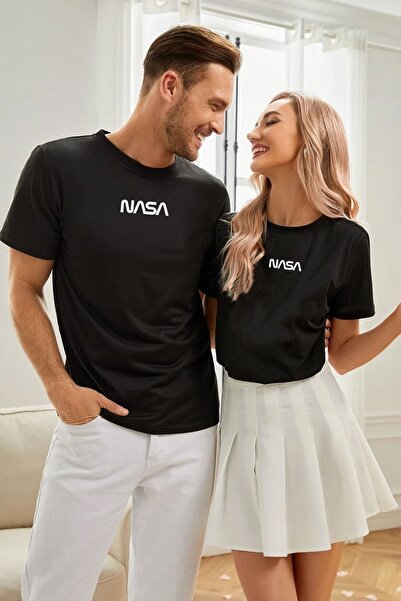 Trend Sizde Unisex Nasa Baskılı Kısa Kol T-shirt