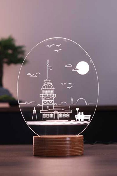 BY-LAMP Kız Kulesi Figürlü Dekoratif Hediye Led Masa Lambası | 7 Işık Rengi |...