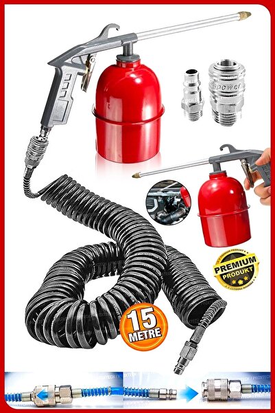 PROXTECH 15 Metre spiral Hortum oto Araba Motortemizleme Mazot Tabancası Solvent Püskürtücü Jak Set