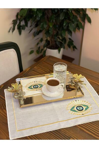 Lilies Atelier Nakışlı Gold Göz Desen 2 Adet Nakışlı 35 X 45 Amerikan Servis ...